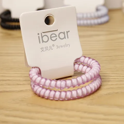 Fresh Sweet Telephone Cord Hair Ties Natural Solid Color TPU Spiral Hair Rings Elastic Waterproof Ponytail Holders For Women Daily Daily Protective Equipment