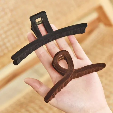 Französischer Vintage Beflockte Haarkralle Clip Große Größe Harz Kunststoff Matte Haifischkrallen Mit Künstliche Perlen Strass Verzierung Für Damen Herbst Winter Haarschmuck
