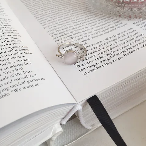 Anello Aperto in Argento Sterling 925 con Pietra Occhio di Gatto da Donna Elegante Anello Regolabile con Gemma Rosa Gioielli Minimalisti