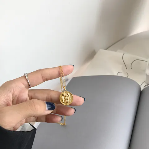 925 Sterlingsilber Vintage Münze Porträt Anhänger Halskette Altes Mann Relief Medaillon Kette Halskette Für Damen Herren Modischer Schmuck Geschenk