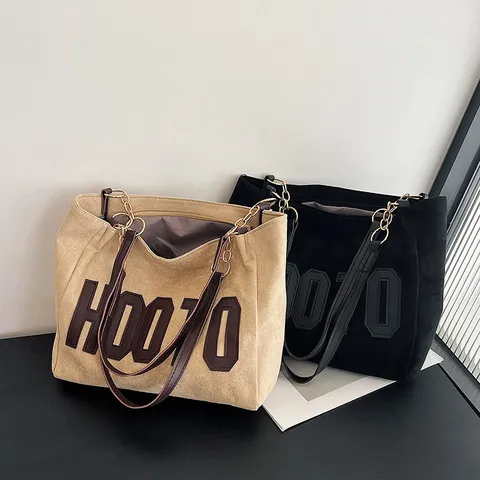 Women Casual PU Leather Tote Bag Large Capacity Commuter Shoulder Bag Simple Letter Print Daily Handbag Satchel
