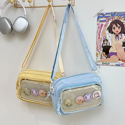 Japanese Ins Style Transparent Ita Bag Women Fresh Sweet Crossbody Shoulder Bag Cute Student Casual Messenger Bag