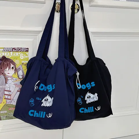 Casual Nylon Tote Bag For Women Large Capacity Shoulder Bag Lazy Style Letter Print Shopping Bag Daily Handbag