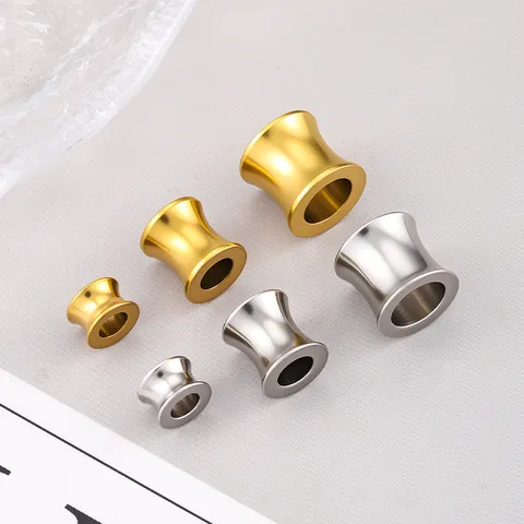 Stainless Steel Spacer Beads Trumpet Barrel Beads DIY Bracelet Necklace Jewelry Making Accessories Gold And Steel Color