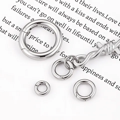 Stainless Steel Round Spring Clasp Ring Open Jump Rings Connectors For DIY Necklace Bracelet Keychain Jewelry Making Components