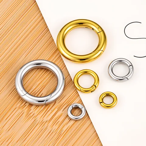 Stainless Steel Round Spring Clasp Ring Open Jump Rings Connectors For DIY Necklace Bracelet Keychain Jewelry Making Components