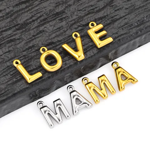 Stainless Steel Initial Letter Charms DIY Jewelry Making Alphabet Pendants Gold Silver Plated Charms For Necklace Jewelry
