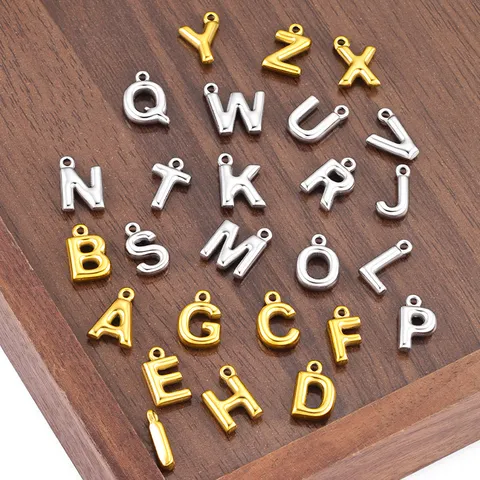 Stainless Steel Initial Letter Charms DIY Jewelry Making Alphabet Pendants Gold Silver Plated Charms For Necklace Jewelry