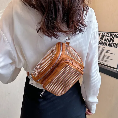 Bolso de Hombro con Strass para Mujer Cuero PU Lujo Diseñador Bolso de Axila Brillante Cartera de Embrague de Noche para Viaje Diario
