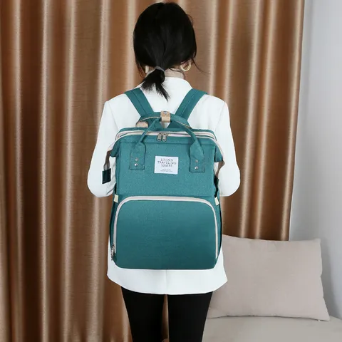 Grande Capacité Sac à Langer Rucksack Multifonctionnel Lit de Bébé Pliable Voyage Sac Maman Tissu Oxford Imperméable