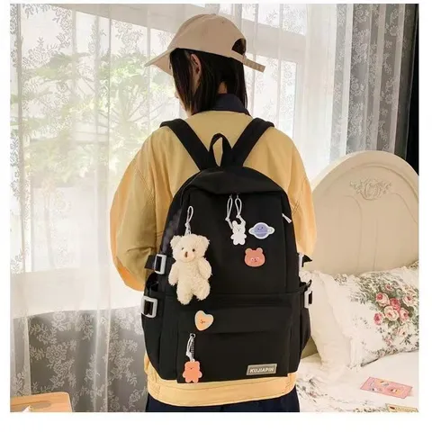Zaino Scolastico In Nylon Casual Per Adolescenti Grande Capienza Cartella Per Studenti Zainetto Da Viaggio Leggero Unisex
