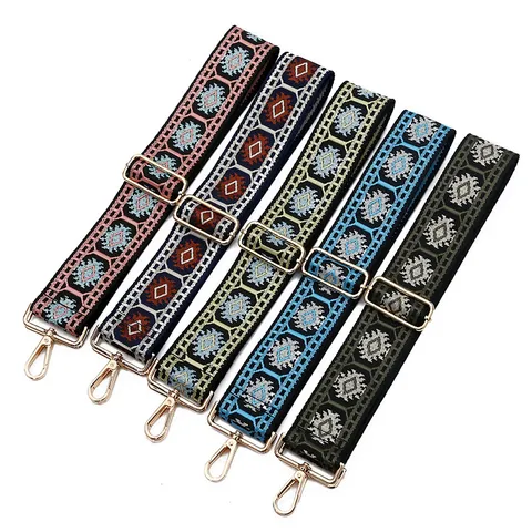 Ethnic Style Thickened Wide Jacquard Bag Strap Replacement Adjustable Single Shoulder Crossbody Long Strap Accessories