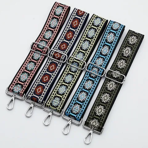 Ethnic Style Thickened Wide Jacquard Bag Strap Replacement Adjustable Single Shoulder Crossbody Long Strap Accessories