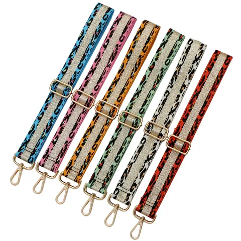 Large Sangle de Sac de Remplacement Ajustable Jacquard Bandoulière Épaule avec Crochets Pivotants en Métal Accessoires de Mode