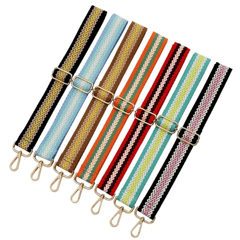 Fashion Casual Woven Geometric Pattern Bag Strap Replacement Adjustable Contrast Color Wide Shoulder Strap For Crossbody Messenger Bag Purse