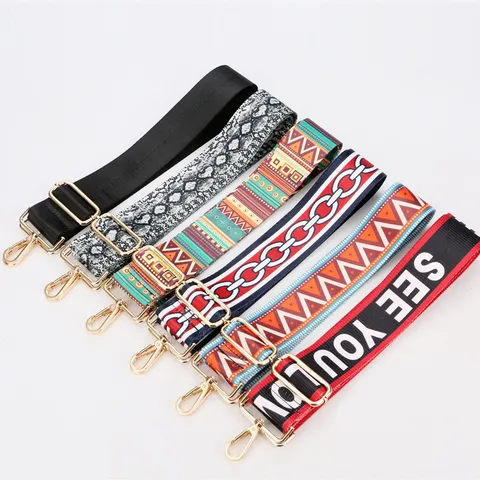 Etnische Stijl Vervanging Taschenriem Verstelbare Brede Schouderband Nylon Bedrukte Webbing Handtassen Accessoires