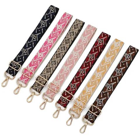 Verstelbare Jacquard Tasriem Vervanging Etnisch Geometrisch Patroon Schouderriem Voor Handtassen Crossbody Tas Schooltas