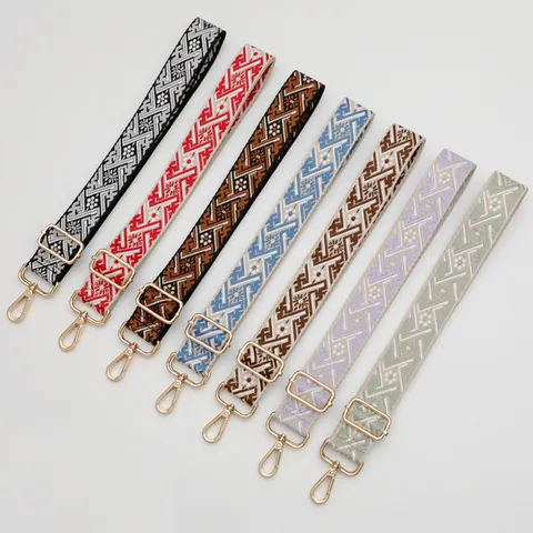 Verstelbare Jacquard Tasriem Vervanging Etnisch Geometrisch Patroon Schouderriem Voor Handtassen Crossbody Tas Schooltas