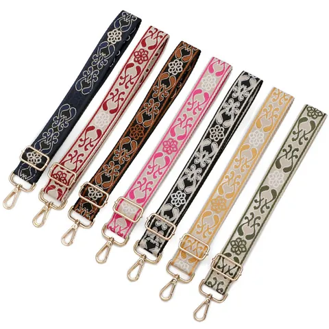 Ethnic Style Jacquard Wide Bag Strap Adjustable Crossbody Purse Replacement Strap Thickened For Women