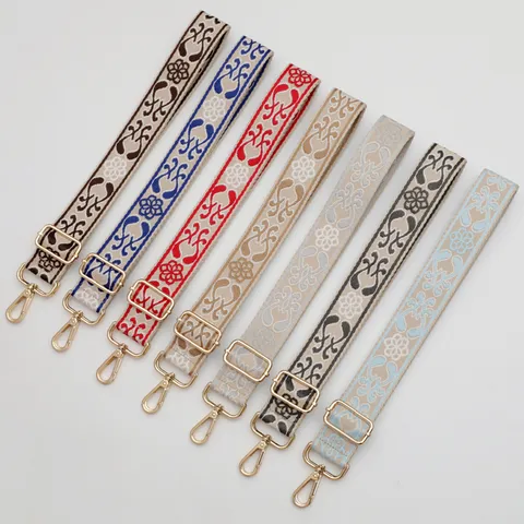 Ethnic Style Jacquard Wide Bag Strap Adjustable Crossbody Purse Replacement Strap Thickened For Women
