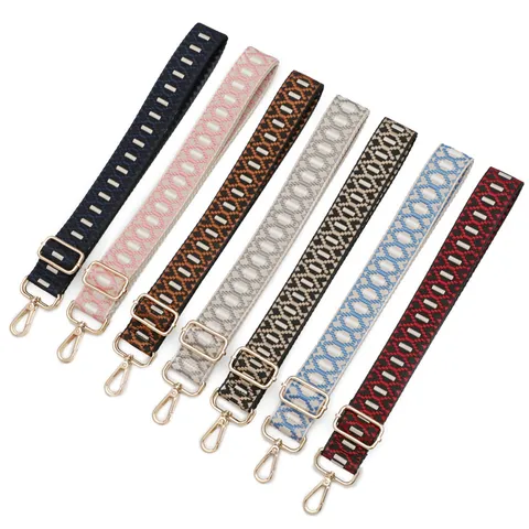 Vervangende Tasriem Verstelbaar Geometrisch Jacquard Geweven Schouderriem Crossbody Handtas Riem Met Metalen Gesp Accessoire