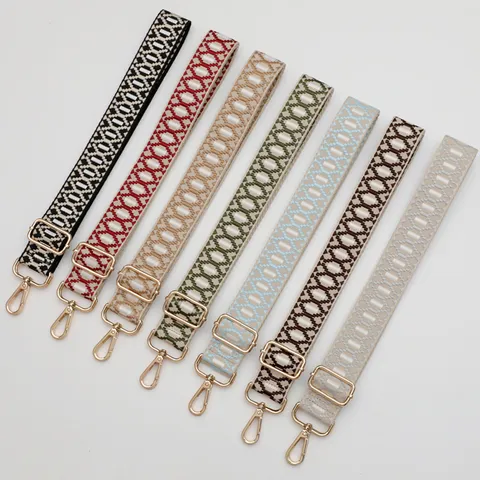 Vervangende Tasriem Verstelbaar Geometrisch Jacquard Geweven Schouderriem Crossbody Handtas Riem Met Metalen Gesp Accessoire