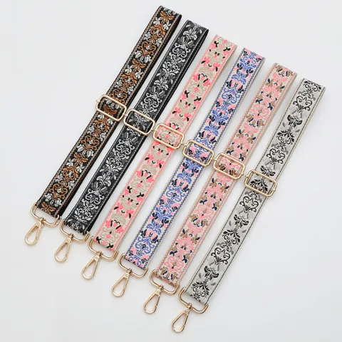 Ethnic Style Jacquard Bag Strap Wide Adjustable Shoulder Crossbody Replacement Purse Strap Polyester Woven Pattern Ornament For Handbags Women Men Accessory
