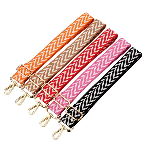 Adjustable Wide Cotton Bag Strap Jacquard Pattern Replacement Shoulder Strap Colorful Crossbody Webbing Belt For Women Handbag Accessories