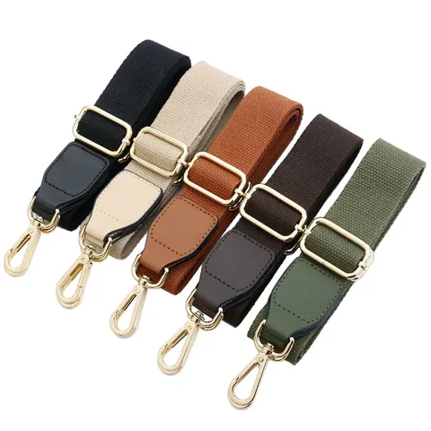 Solid Color Cotton Linen Webbing Bag Strap Adjustable Crossbody Shoulder Strap Replacement Belt With Metal Clasp For Handbags Unisex Accessories