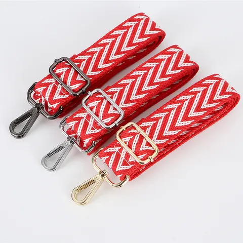 Adjustable Wide Cotton Bag Strap Jacquard Pattern Replacement Shoulder Strap Colorful Crossbody Webbing Belt For Women Handbag Accessories
