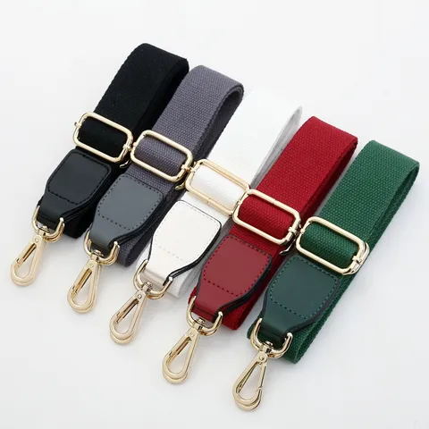 Solid Color Cotton Linen Webbing Bag Strap Adjustable Crossbody Shoulder Strap Replacement Belt With Metal Clasp For Handbags Unisex Accessories
