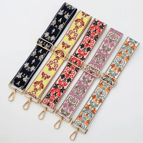 Polyester Jacquard Ethnic Style Wide Shoulder Strap For Crossbody Bags Thickened Adjustable Replacement Purse Strap Belt For Women Accessory