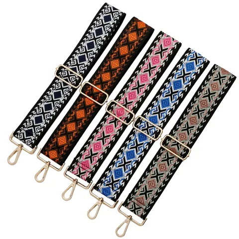 Tracolla per Borsa Tessuta Etnica Larga Regolabile Sostituzione Tracolla per Borse Tracolla Geometrica Multicolore Accessorio Decorativo