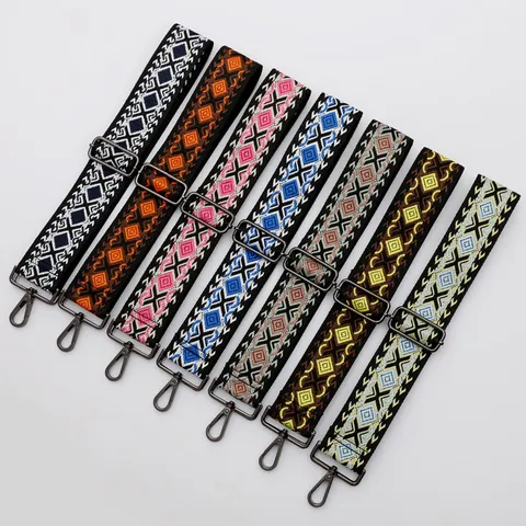 Tracolla per Borsa Tessuta Etnica Larga Regolabile Sostituzione Tracolla per Borse Tracolla Geometrica Multicolore Accessorio Decorativo