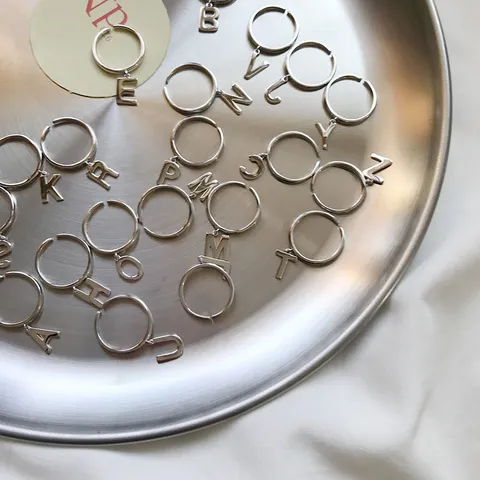 925 Sterlingsilber Anfangsbuchstaben Ring Für Damen Verstellbarer Offener Ring Hängender Anfangs Charm Ring Koreanischer Schmuck