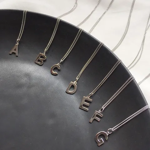 925 Sterlingsilber Initialen Buchstaben Anhänger Halskette Für Damen Minimalistisch Koreanischer Stil Alphabet Curb Chain Schmuck