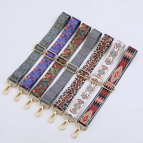 Adjustable Crossbody Bag Strap Replacement Wide Polyester Shoulder Strap Metal Buckle For Women Handbag Accessories Ethnic Pattern Geometric Leopard Belt