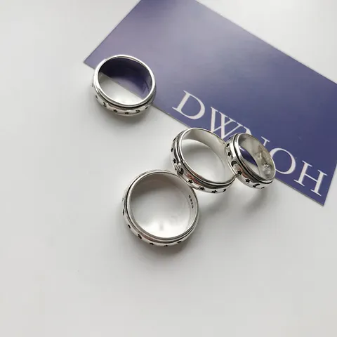 Vintage S925 Sterlingsilber Stern Und Mond Spinner Ring Drehbarer Fidget Ring Für Damen Paare Koreanischer Stil Schmuck Geschenk