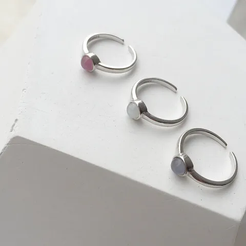 925 Sterlingsilber Minimalistisch Verstellbarer Ring Für Damen Mit Mini Rundem Katzenaugenstein Mode Koreanischer Stil Schmuck Geschenk