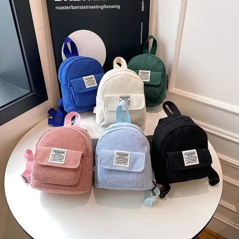 Women Mini Corduroy Backpack Vintage Casual Travel Small School Bookbag Fashion Solid Color Daily Commuter Backpack