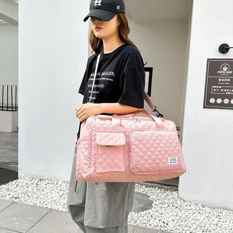 Large Capacity PU Travel Bag With Shoe Compartment Ultra Lightweight Crossbody Gym Bag For Overnight Weekender Travel Sports