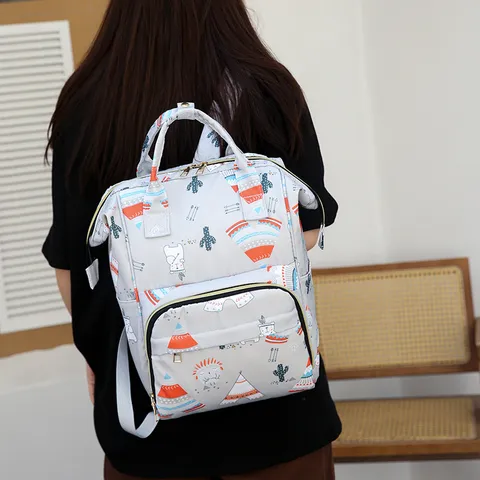 Zaino Fasciatoio Impermeabile in Nylon Grande Capacità Multifunzione Isolamento Termico Zaino da Viaggio per Cura Neonato Donna