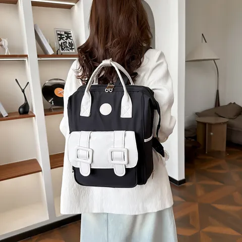 Zaino Fasciatoio Multifunzionale in Tessuto Oxford Blocco di Colore Grande Capacità Borsa da Viaggio per Bambini da Mamma Zaino per Esterno