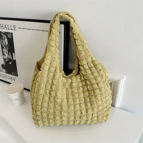Mujer Moda Plisado Bolso de Axila Casual Nailon Color Sólido Bolso Tote Gran Capacidad Commuting Hombro Bolso de Mano