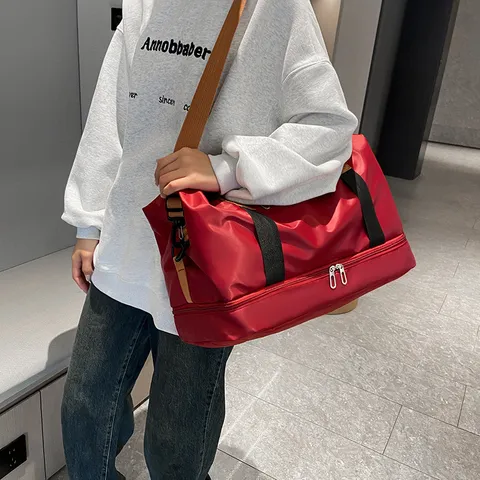Women Oxford Cloth Travel Bag Large Capacity Gym Bag Waterproof Weekend Overnight Duffel Bag With Shoe Compartment For Fitness Short Trip Casual