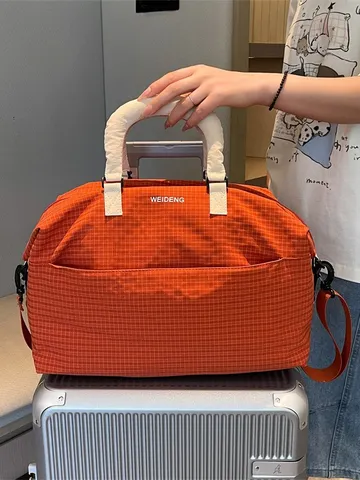 Borsa da Viaggio Duffle a Quadri Moda Grande Capacità Borsa da Palestra Impermeabile Tessuto Oxford Weekender Bag Con Separazione Umido Secco