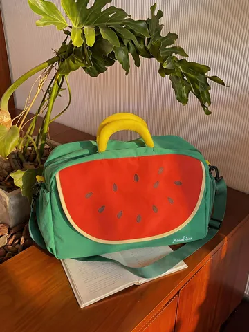 Bolsa de Viaje Impermeable con Bordado de Sandía Linda Gran Capacidad Bolsa Duffel Casual Deportes Vacaciones Equipaje Para Mujeres Hombres