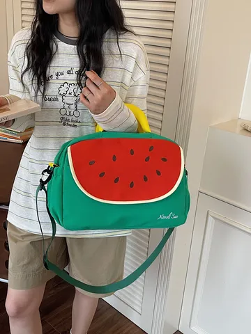 Bolsa de Viaje Impermeable con Bordado de Sandía Linda Gran Capacidad Bolsa Duffel Casual Deportes Vacaciones Equipaje Para Mujeres Hombres