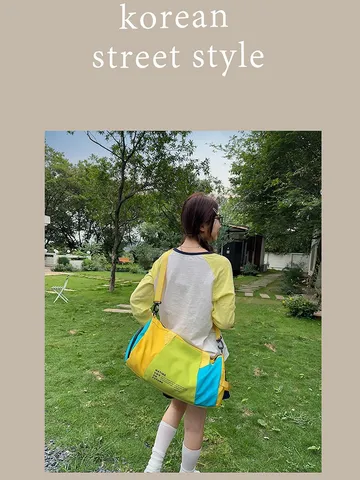 Borsa da Viaggio alla Moda in Blocco di Colore Tessuto Oxford Impermeabile Weekender Duffel Bag Grande Capacità Bagaglio Casual