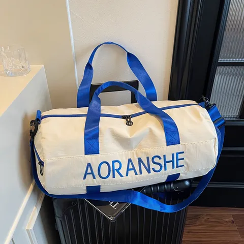 Borsone da Viaggio Multifunzionale Grande Capacità Borsa da Palestra con Fascia per Trolley Colore a Contrasto Borsa Weekender per Unisex